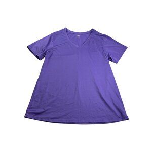Athletic Works Womens Purple V-Neck T-Shirt Size XXL